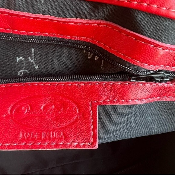 Onna Ehrlich Red Leather Handbag Purse with Top Handle & Tassel Made in USA πΊπΈ - Picture 5 of 14